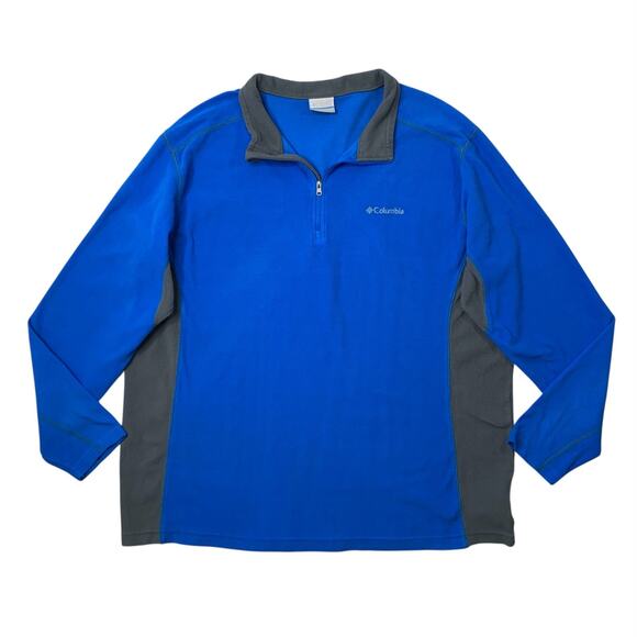 Columbia Sweatshirt Mens XXL Gray Blue Klamath Range II Half Zip Fleece Pullover - Picture 1 of 10